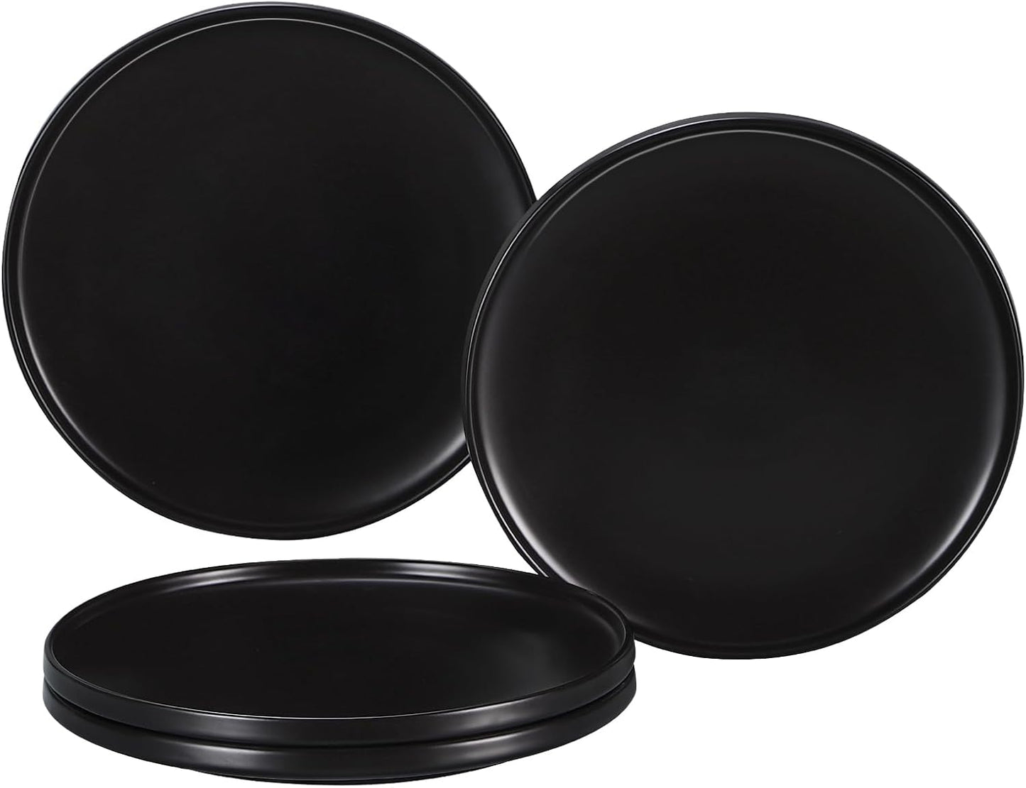 GZG Ceramic Dinner Plates Set of 4,10 Inch Stoneware Dishes Set,Microwave and Dishwasher Safe Kitchen Utensils,Stackable,Scratch Resistant (Matte Black)