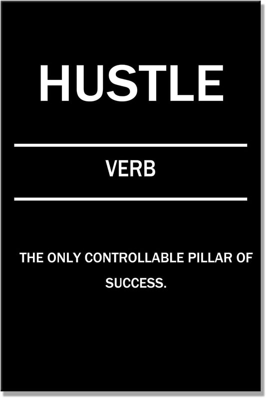 GoForArt Motivational Canvas Wall Art, Famous Quote Inspirational Prints Wall Decor, HUSTLE Poster for Office Living Room, Bedroom Dining Room Artwork Home Decoration 12x18in