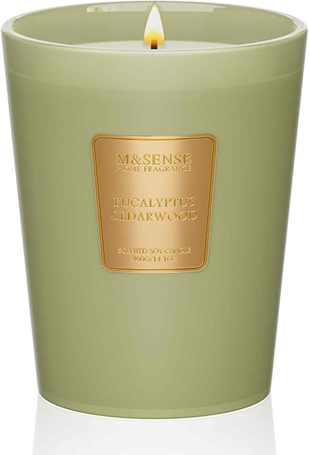 M&SENSE Eucalyptus Cedarwood Scented Natural Soy Wax Candle, 14.1oz 60 Hours Long Lasting Slow Burning, Aromatherapy Candle for Stress Relief Home Decor