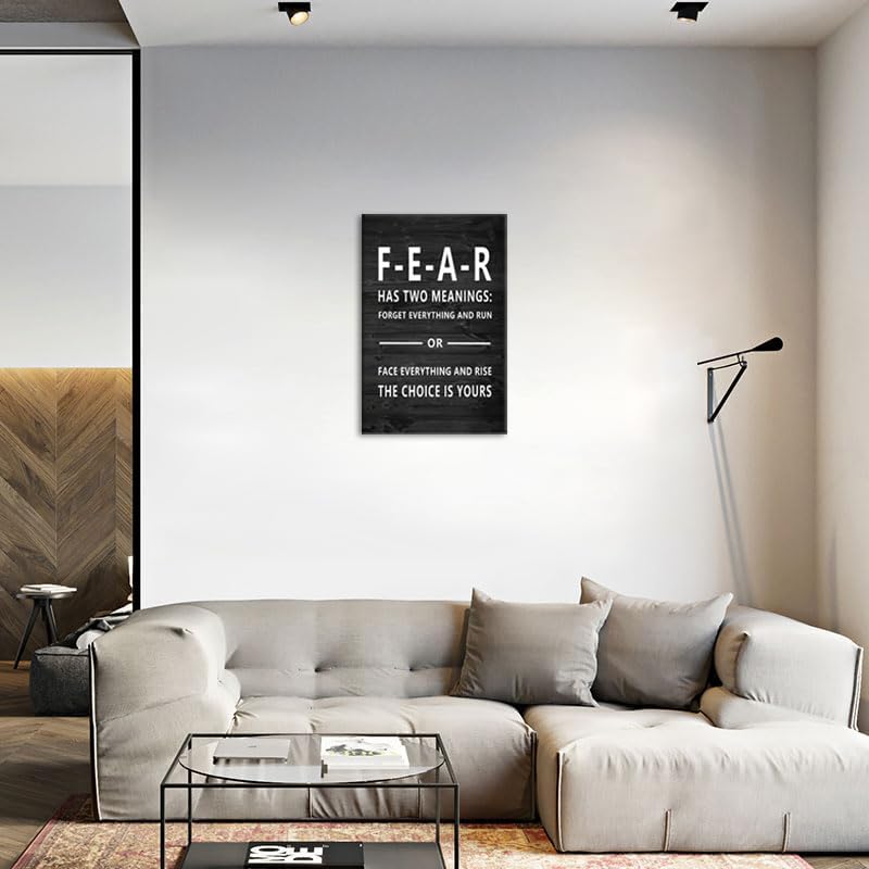 Inspirational Canvas Wall Art Fear Has Two Meanings Poster Canvas Office Decor Inspiring Picture Framed Prints Motivational Quotes Wall Art Decor Living Room Gym Ready to Hang[24''W x 36''H]