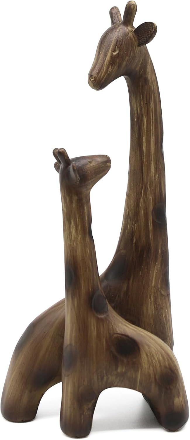 Lukitas Giraffes Statue and Sculpture Decor, Mom-and-Baby Giraffe Figurine, Creative Desktop Decorative Ornaments, Resin 11.5''