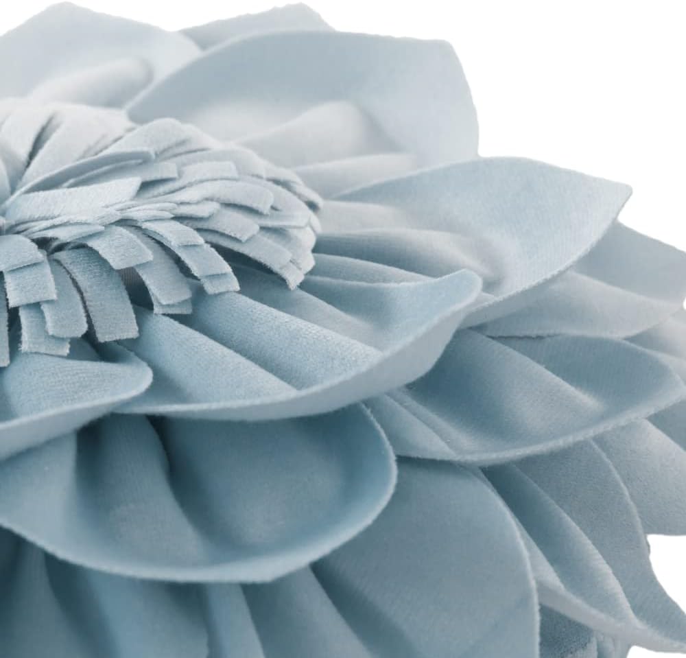 Decorative Throw Pillow 3D Flower Round Pillow Accent Handmade Cushion with Insert for Couch Bed Home Decor 14 inch Blue