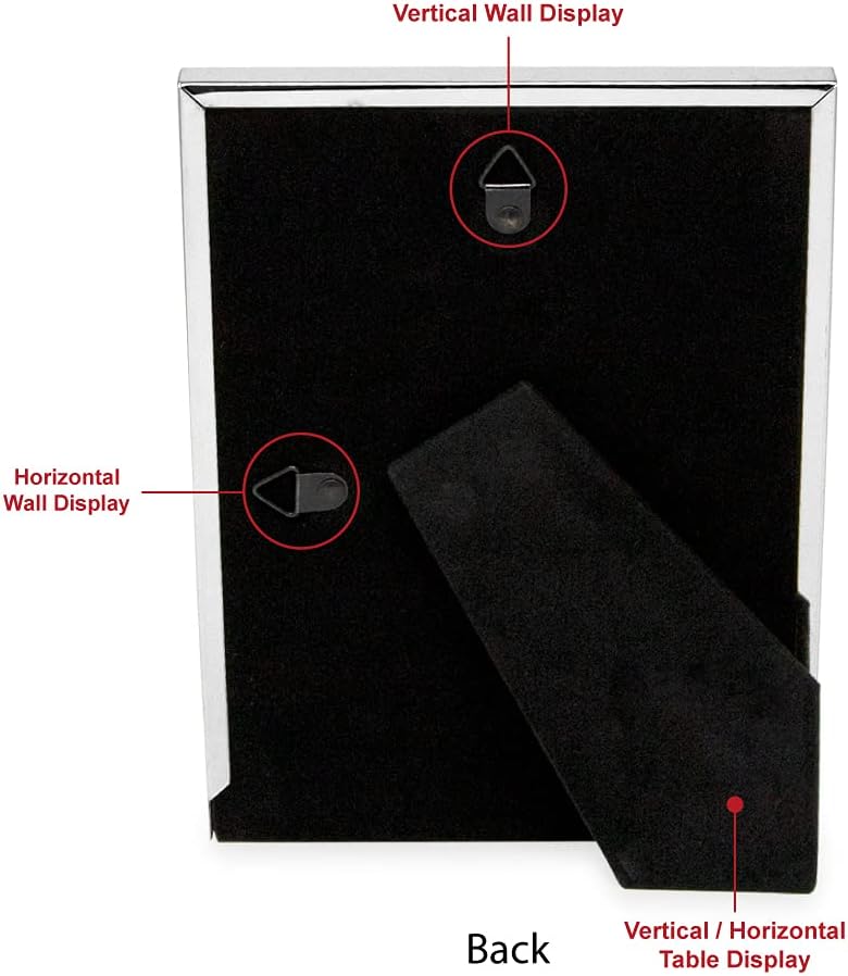 Isaac Jacobs 5x7 White Textured Leather (Vertical & Horizontal) & Silver Metal Picture Frame, with Black Fabric Easel, Wall-Mountable, Made for Tabletop, Home or Office (5x7, White W/ Silver)