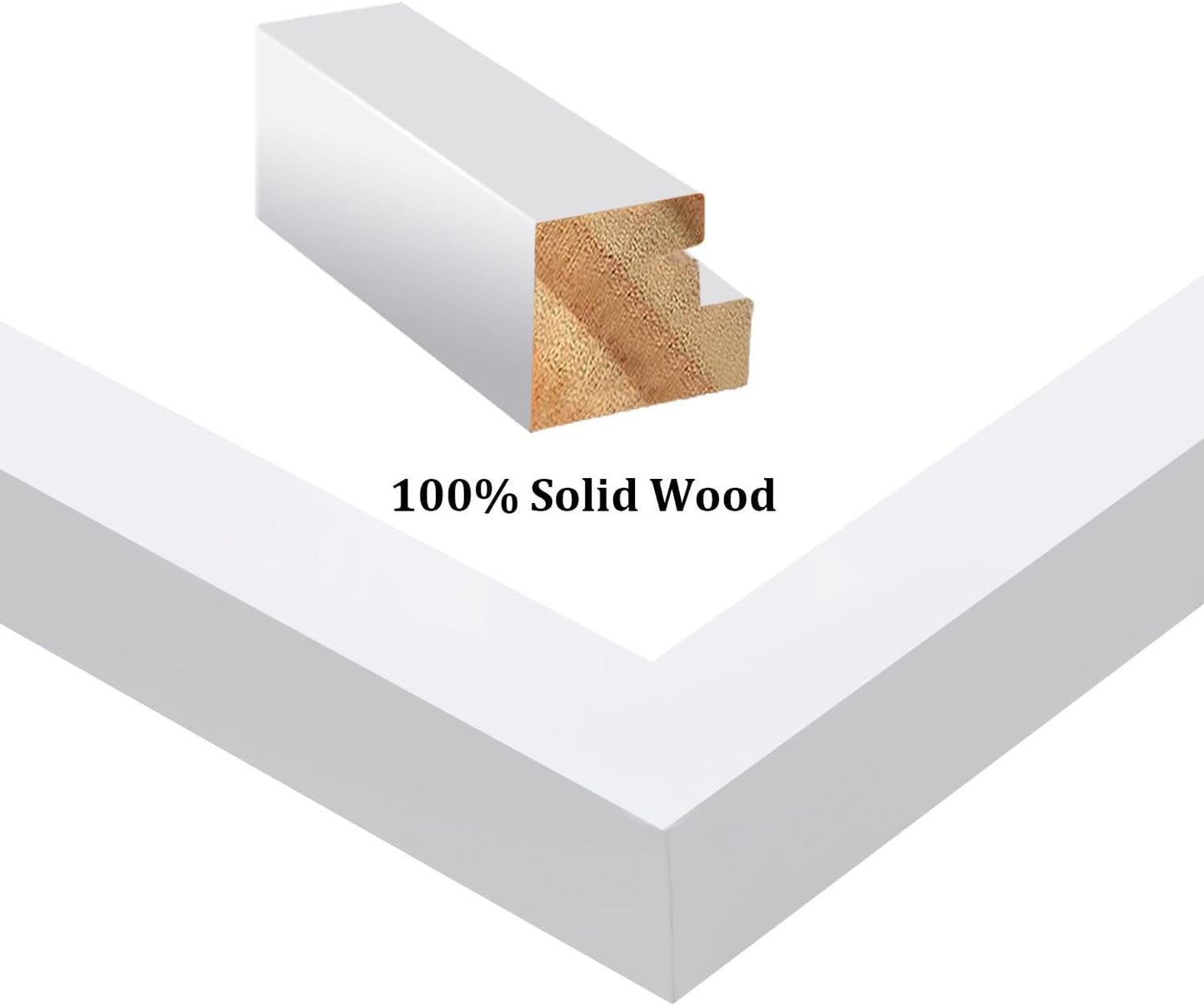 Egofine 8x12 Picture Frames Set of 4, Made of Solid Wood Covered by Plexiglass 5x7 and 6x8 with Mat or 8x12 without Mat, for Table Top Display and Wall Mounting Photo Frame White