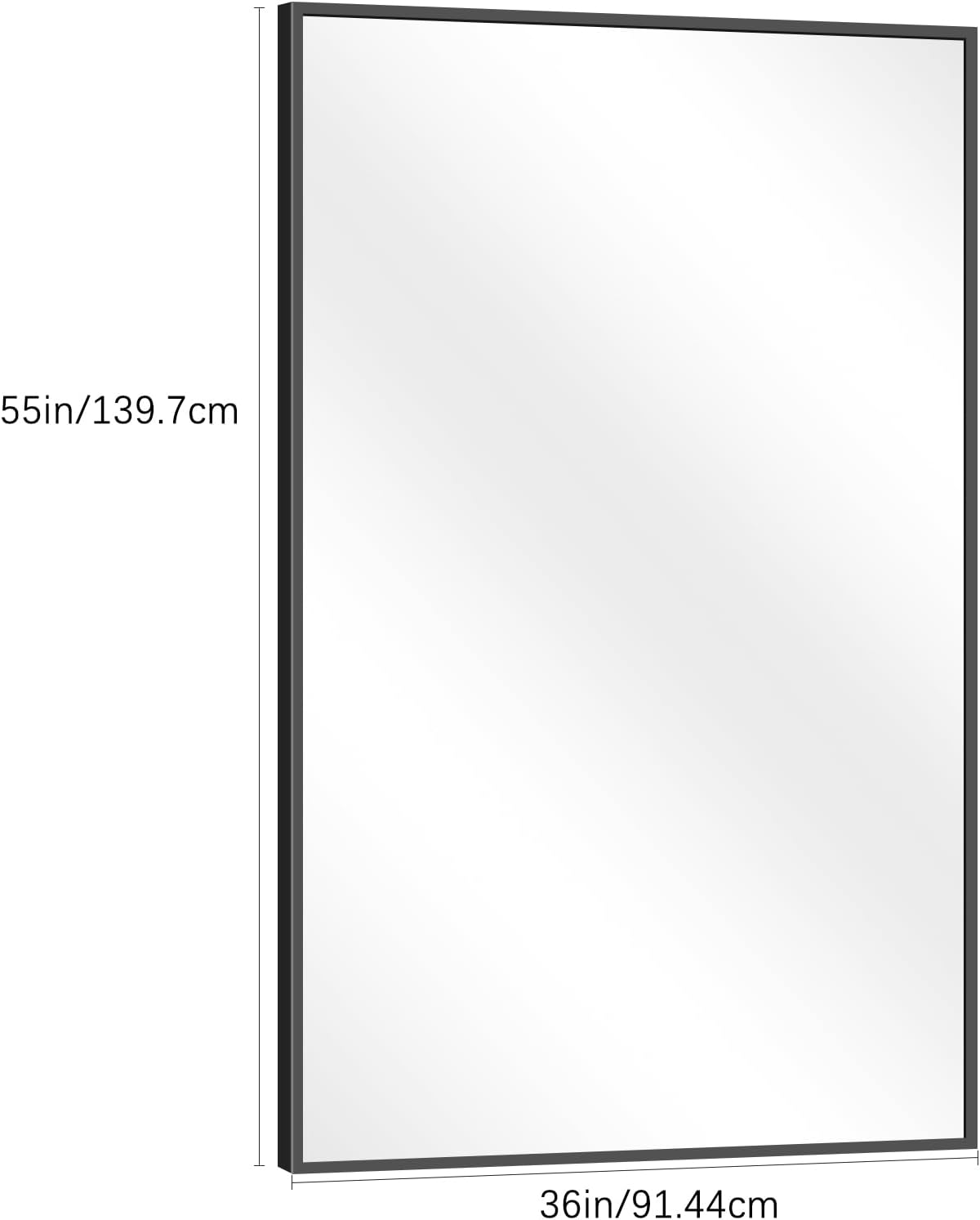 Black Bathroom Mirror for Wall, 55x36 Inch Rectangle Mirrors with Metal Frame, Modern Vanity Wall Mirror Decor for Entryway Hangs, Bathroom Living Room Horizontal or Vertical