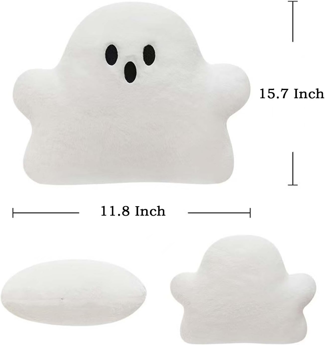 Halloween Ghost Shaped Throw Pillows for Fall Decorative Pillow Indoors, White Boo Pillows 15.7x11.8 Inches Soft Faux Rabbit Fur Spooky Shaped for Holiday