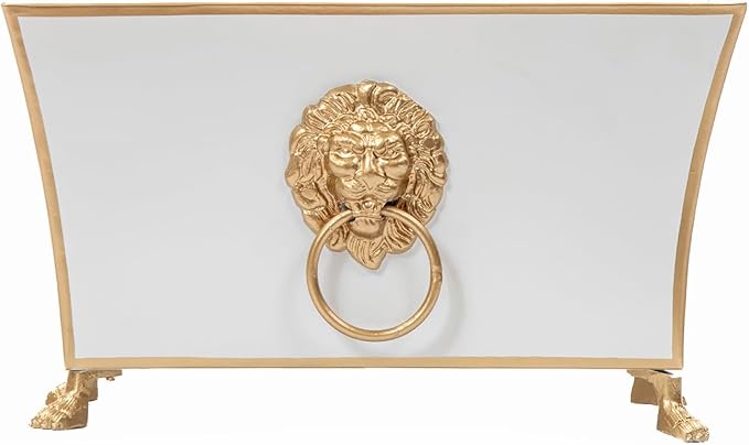 Jaye's Studio Paws and Claws Regency Rectangular Metal Cachepot, White Planter for Countertop, Fluted Planter with Feet, Modern Plant Pot, Centerpiece for Kitchen or Living Room, 12 Inch Vase