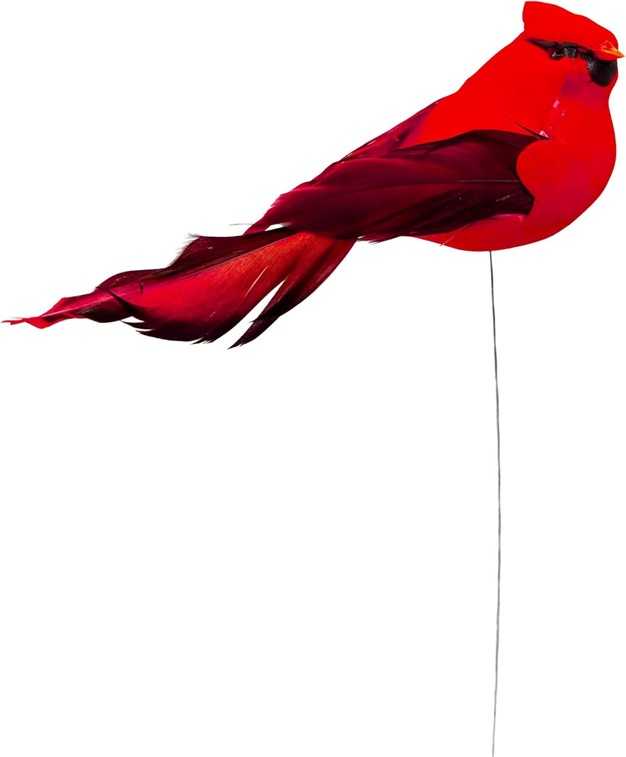 Berfutall-Cardinal Wire On Christmas Tree Ornament Decorations - Red Feathers Set of 12 Pieces Each is 5.90" Lon(E)