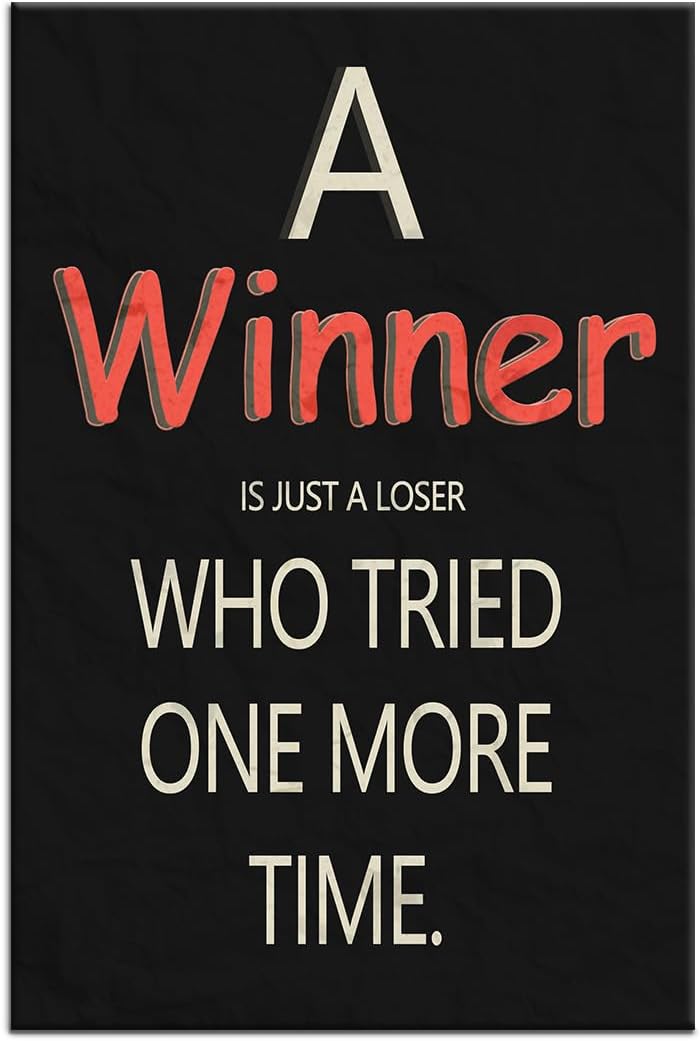 Inspirational Poster Wall Art Office Decor Winner Motivational Quotes Print on Canvas Positive Energy Picture Painting Artwork for Modern Home Living Room Workplace Gym Ready to Hang [24''Wx36''H]