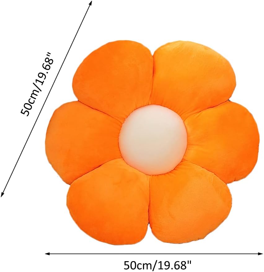 lannery Flower Plush Throw Pillows, Flower Floor Pillow Seating Cushion Toy for Reading, Room, Watching TV (19.7", Orange)
