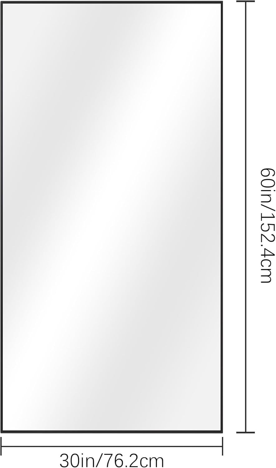 Black Bathroom Mirror for Wall, 30x60 Inch Rectangle Mirrors with Metal Frame, Modern Vanity Wall Mirror Decor for Entryway Hangs, Bathroom Living Room Horizontal or Vertical