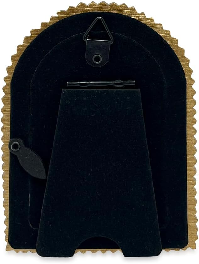 Isaac Jacobs 2x3 Antique Gold Double Bead Arch Photo Frame with Black Fabric Easel, Tabletop, Wall-Mountable, Shelf and Desk, Decorative Art Design, Home Décor (2x3, Antique Gold)