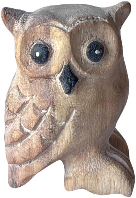 Lovely Wooden Hand Carved Wooden Animal Statue, Boho Decor Sculpture Art Decorative Rustic Home Decor Accent Handmade Handcrafted Decoration (Owl)