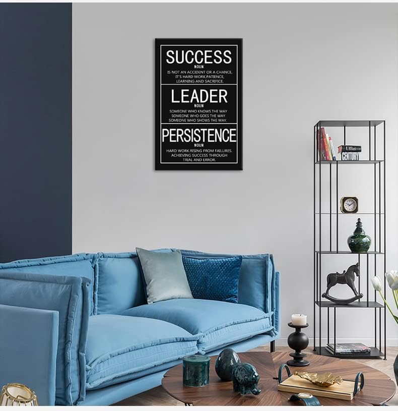 Inspirational Poster Motivational Wall Art Success Noun Leader Noun Persistence Noun Canvas Prints Artwork for Home Living Room Modern Home Decor Painting Pictures Ready to Hang[24"W x 36"H]