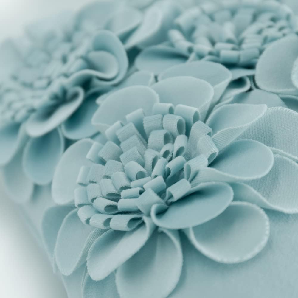 JWH Handmade 3D Flower Throw Pillow Covers Aesthetic Decorative Colorful Floral Accent Pillow Cases Stereo Pillowcase Cute Cushion for Car Bed Couch Bedroom 18x18 Inch Light Blue