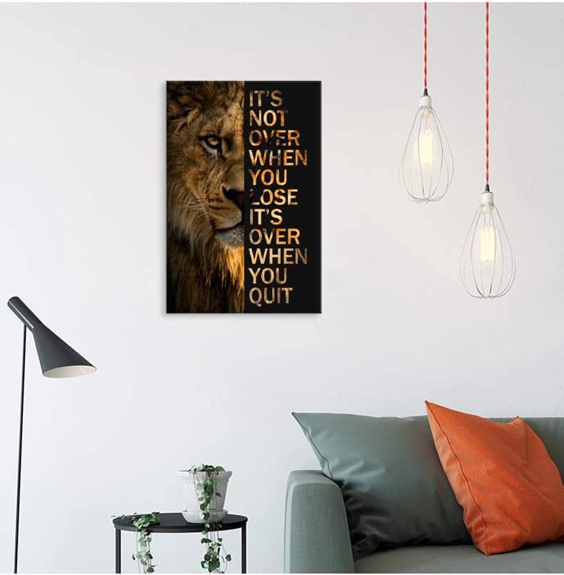 Lion Motivational Posters Animal Canvas Wall Art Inspirational Quote Picture Print Painting Modern Inspiring Artwork Decor for Living Room Bedroom School Office Decor Ready to Hang[12''W X 18''H]