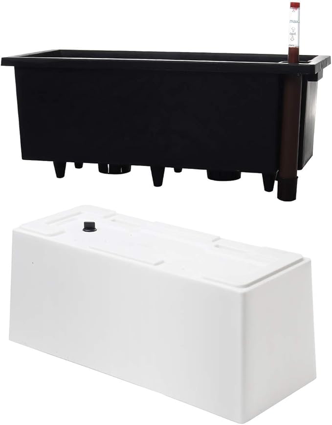 SAROSORA 14" Rectangle Self Watering Planter with Water Level Indicators for Plants & Flower Home Garden Outdoor Indoor Succulent | Herb pots | Window Box (1, White)