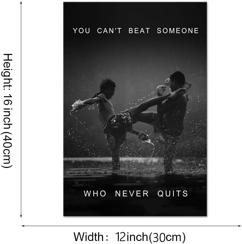 Inspirational Wall Art Motivational Fighting Canvas Painting Muay thai Pictures Thai Boxing Posters and Prints Artwork Modern Inspiring Office Living Room Sport Gym Decorations Framed (12" Wx16 H)