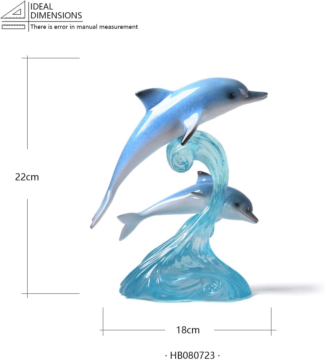 HAUCOZE Dolphin Decor Figurine Ocean Statue Sculpture Modern Arts Gifts Polyresin 8.7 inch