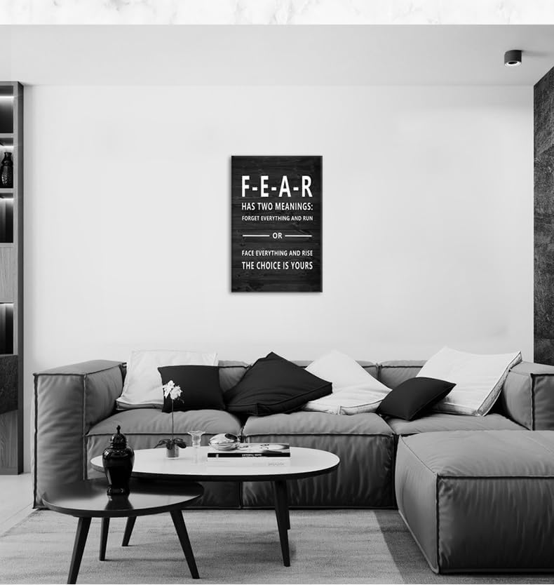 Inspirational Canvas Wall Art Fear Has Two Meanings Poster Canvas Office Decor Inspiring Picture Framed Prints Motivational Quotes Wall Art Decor Living Room Gym Ready to Hang[24''W x 36''H]