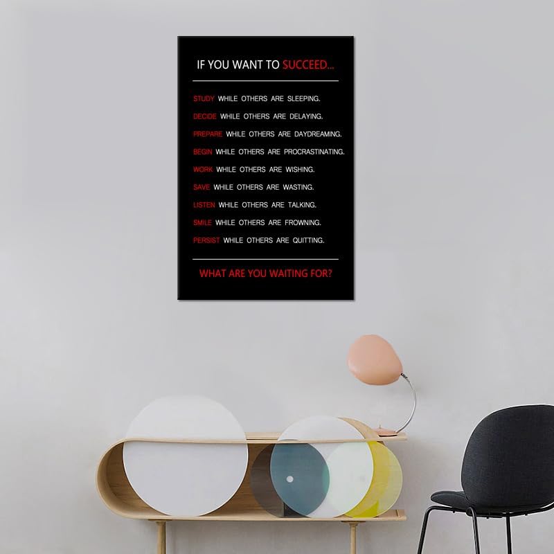 Inspirational Canvas Wall Art If You Want to Succeed Motivational Painting Positive Entrepreneur Quotes Poster Success Pictures Print Wall Decor Artwork for Living Room Office Framed [18''Wx 12''H]