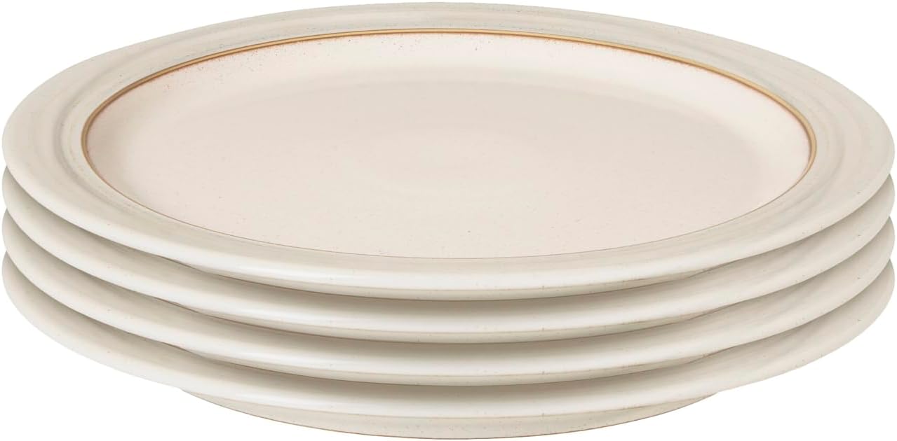 Denby - Heritage Atrium Dinner Plates Set of 4-10.8in Natural Style Ceramic Stoneware Tableware - Dishwasher & Microwave Safe - Scratch Resistant - Large Dinnerware, Lunch Plates For Everyday Use