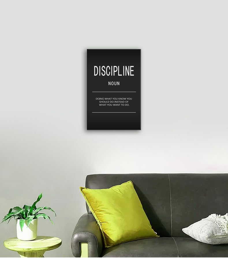 Inspirational Canvas Wall Art Inspiring Painting Prints Motivational Entrepreneur Quotes Discipline Noun Posters Inspiration Office Home Decor Artwork Living Room Framed Ready to Hang[12" W X 18" H]