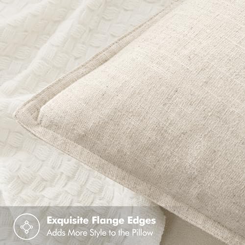 MIULEE Beige Linen Pillow Covers Pack of 4 Decorative Natural Solid Throw Pillow Covers Soft Accent Boho Farmhouse Couch Pillowcases Modern Home Decors for Living Room Bed Sofa 18x18 Inch