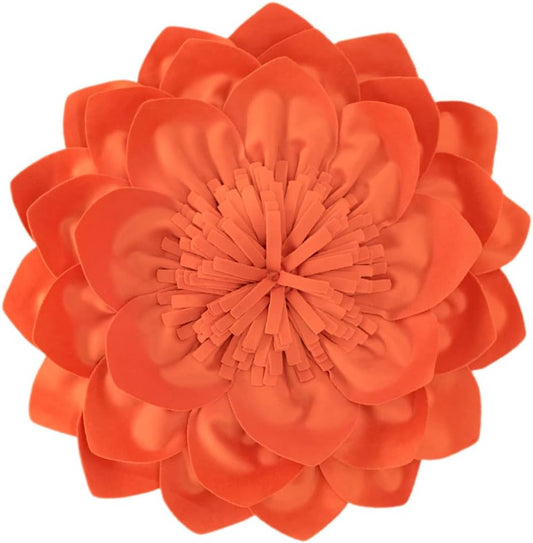 Decorative Throw Pillow 3D Flower Round Pillow Accent Handmade Cushion with Insert for Couch Bed Home Decor 12 Inch Orange