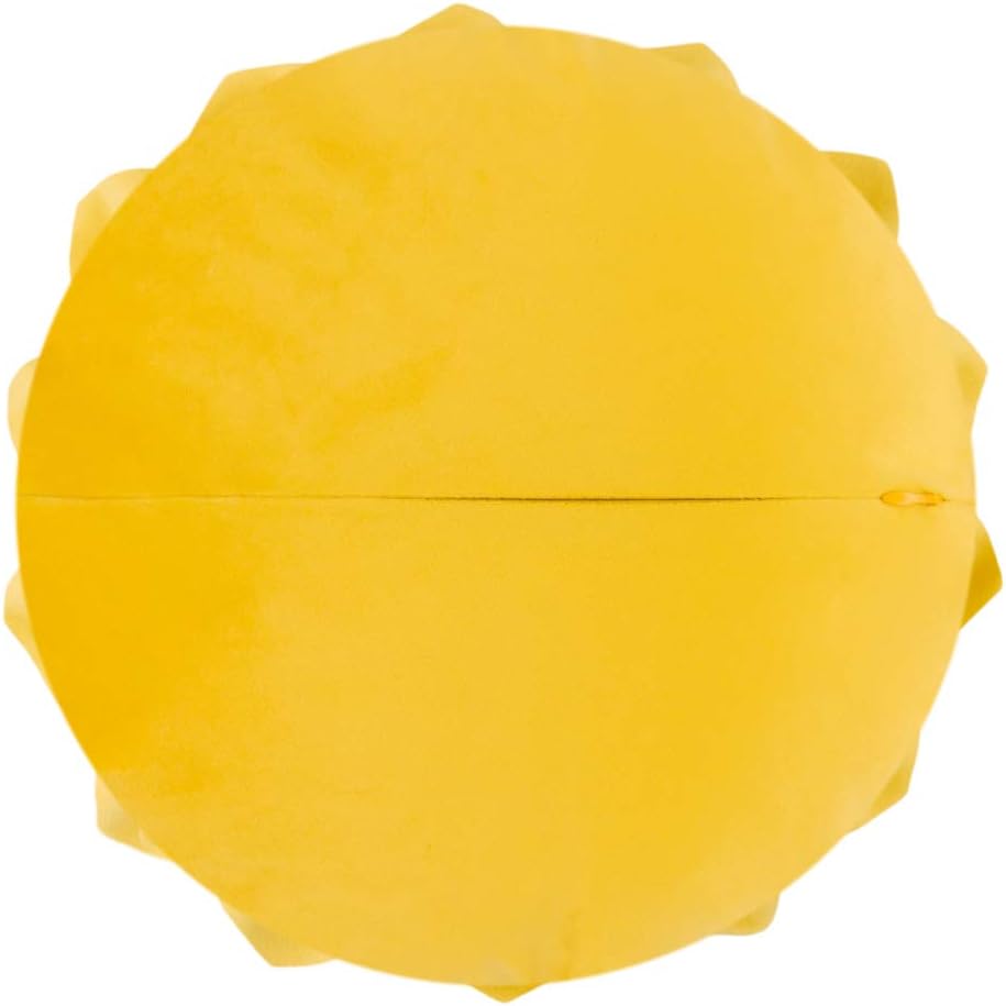 Decorative Throw Pillow 3D Flower Round Pillow Accent Handmade Cushion with Insert for Couch Bed Home Decor 14 inch Yellow