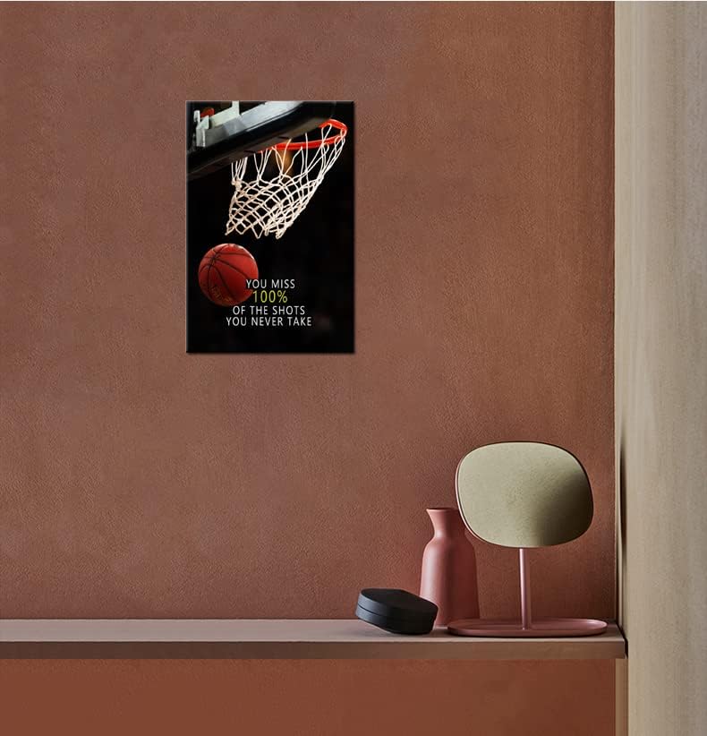 Inspirational Canvas Wall Art Sports Star quote Motivational Canvas affirmative basketball Poster Prints Framed Wall Art for Gym Inspiring Modern Home Wall Decor Framed Ready to Hang [12''W X 18''H]