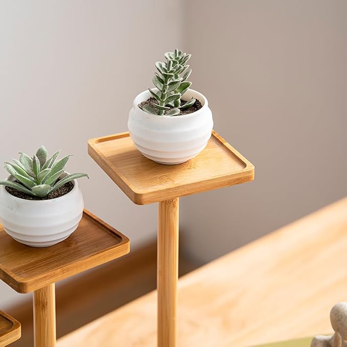 5 Tiers Desk Plant Stand Window Sill Plant Shelf Tabletop Succulent Stand Flower Pot Stand Holder Desktop Plant Stand Indoor Plant Rack for Succulent Herb in Living Room Office (Square)