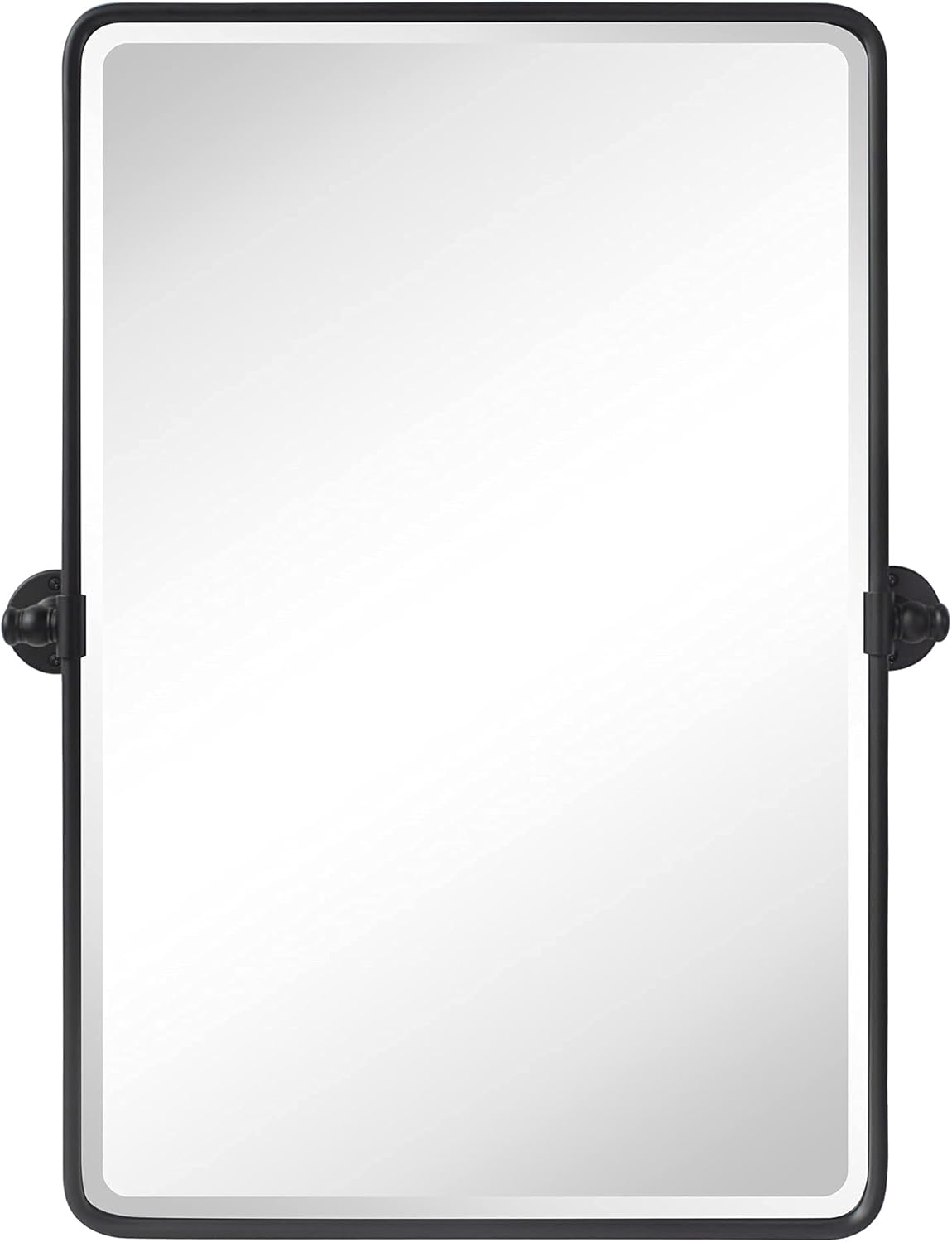 Farmhouse Pivot Rectangle Bathroom Mirror Black Metal Framed Tilting Beveled Vanity Mirrors for Wall, Overall 23.91 x 30 inches (Mirrror 20 x 30 inches)