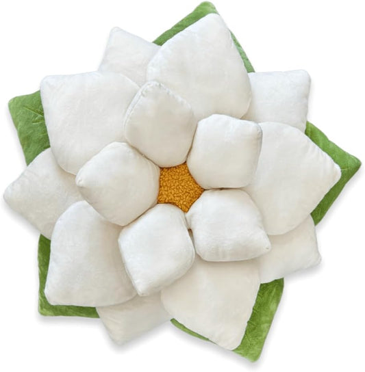 Green Philosophy Co. Poinsettia Pillow - Marshmallow White