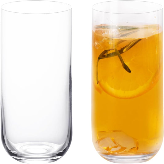 KAMMAK Drinking Glasses Set of 2, 17oz Crystal Water Glasses,Tall Glass Cups, Highball Glass for Cocktail, Juice, Mojito, Iced Tea, Collins Glasses, Kitchen and Bar Glassware Gifts