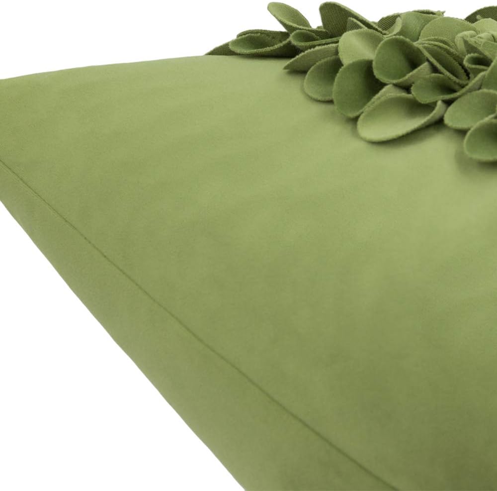 JWH Handmade 3D Flower Throw Pillow Covers Aesthetic Decorative Colorful Floral Accent Pillow Cases Stereo Pillowcase Cute Cushion for Car Bed Couch Bedroom Sofa 18x18 Inch Green