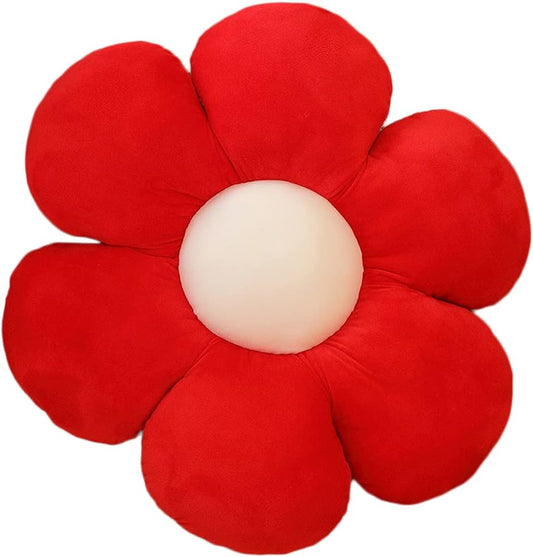 lannery Flower Plush Throw Pillows, Flower Floor Pillow Seating Cushion Toy for Reading, Room, Watching TV (11.8", red)