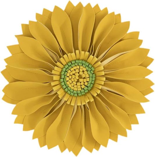 JWH Stereo Flower Throw Pillow Cover Aesthetic Decorative Daisy Accent Pillow Case Round Floral Cushion Handmade Pillowcase for Car Bed Couch Bedroom Chair 12 Inch Mustard Yellow