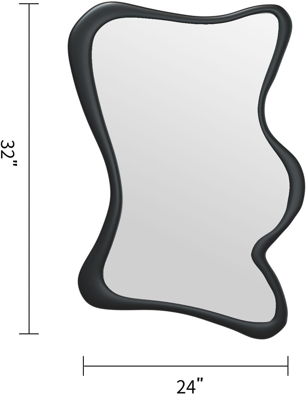 COOL2DAY Irregular Wall Mirror,32" x 24" Wood Frame Asymmetrical Mirror,Rustic Decorative Mirror for Living Room Bedroom Bedroom Entryway Bathroom Entryway, Modern Wavy Wall Mounted Mirrors Black