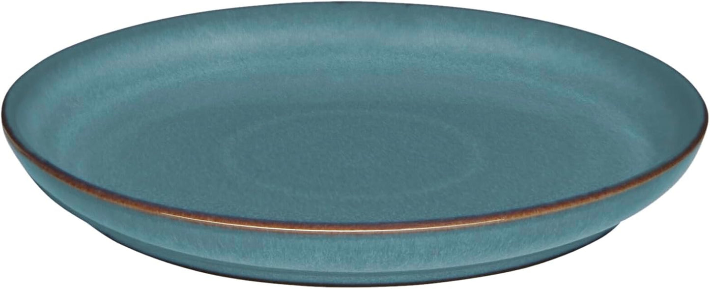 Denby - Azure Coupe Medium Plate - 8.25in Single Dinner, Lunch, Salad Plates For Everyday Use - Blue Ceramic Stoneware Tableware - Dishwasher & Microwave Safe - Scratch & Chip Resistant
