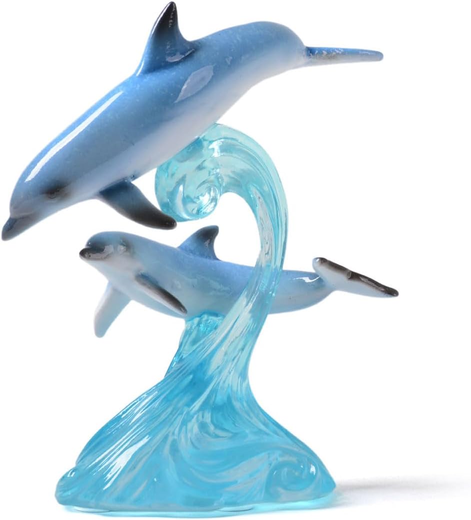 HAUCOZE Dolphin Decor Figurine Ocean Statue Sculpture Modern Arts Gifts Polyresin 5.9 inch