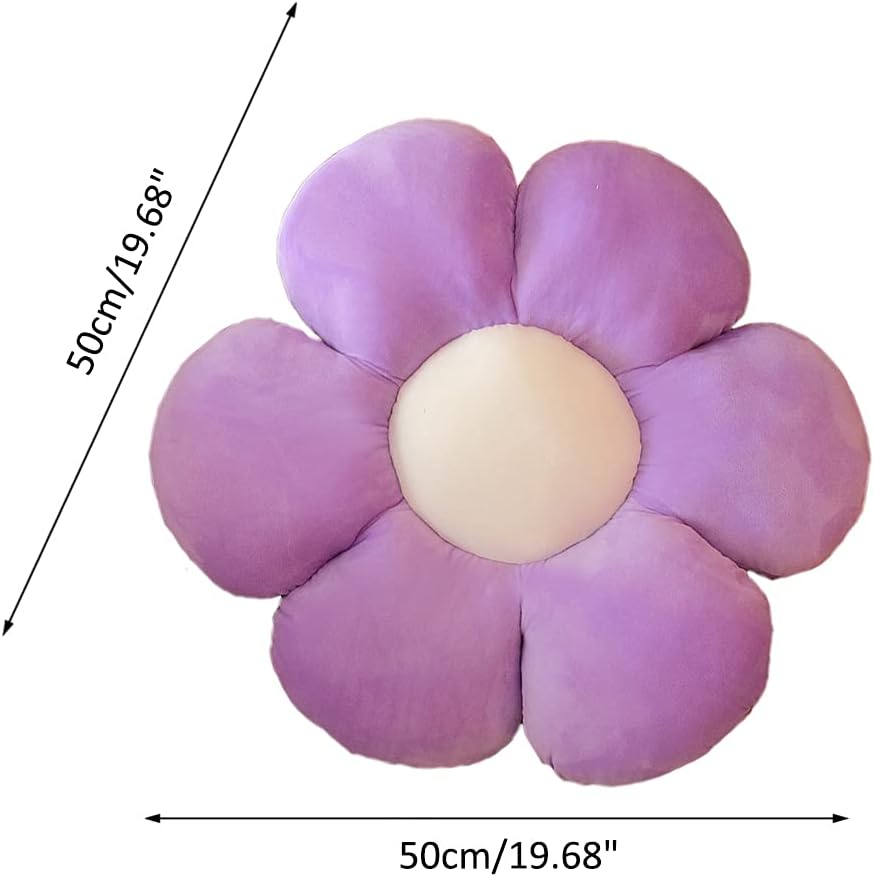 lannery Flower Plush Throw Pillows, Flower Floor Pillow Seating Cushion Toy for Reading, Room, Watching TV (19.7", Purple)