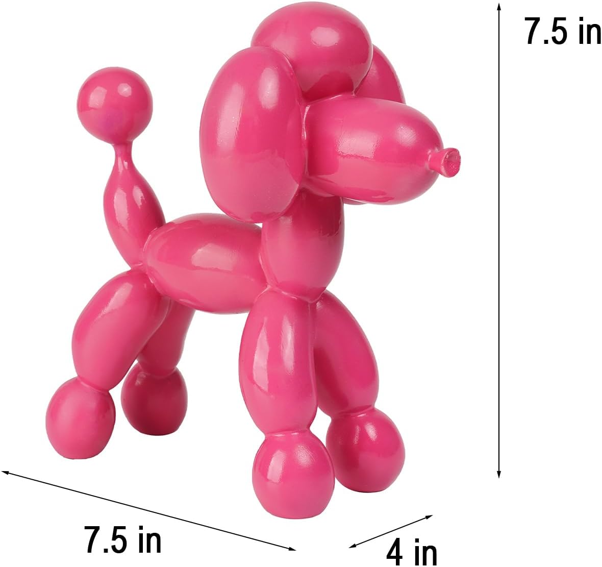 Guichifun Balloon Dog Décor Sculptures Home Décor - 7" Cute Resin Pink Poodle Dog Figurines for Shelf Bookshelf Modern Décor Bedroom Office Decorations Gift for Animal Lovers 7.5 x 4 x 7.5 Inch