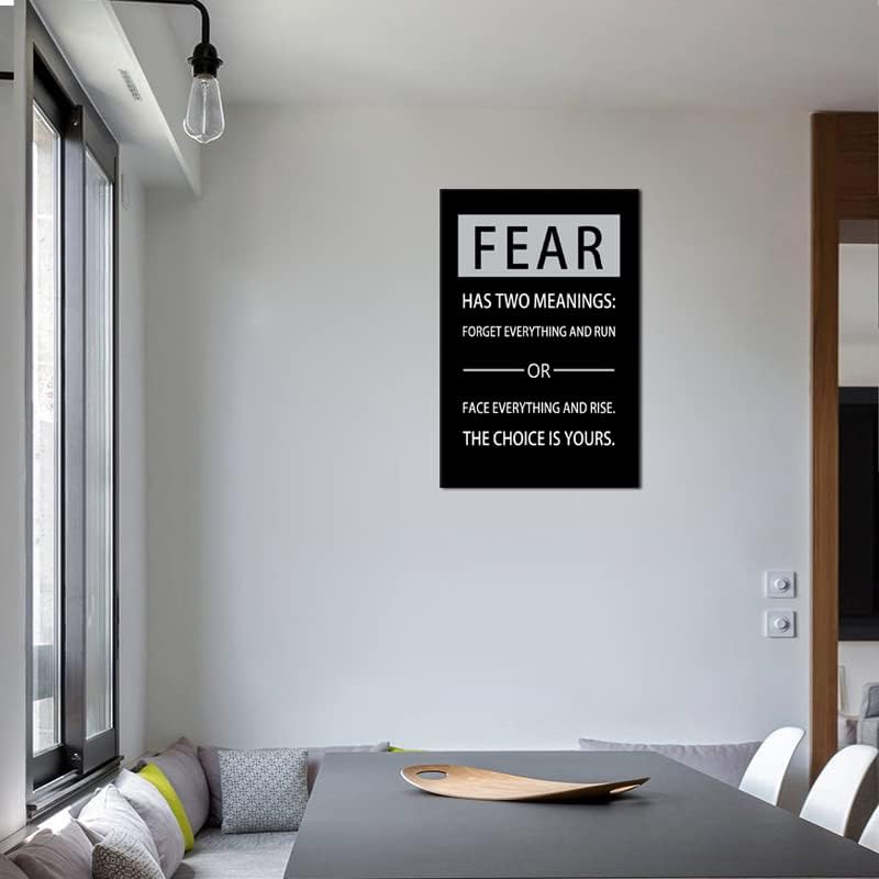 Inspirational Wall Art Motivational Canvas Painting Entrepreneur Quotes Fear Has Two Meanings Poster Prints Wall Pictures for Living Room Home Decor Office Framed Ready to Hang [24''W x 36''H]