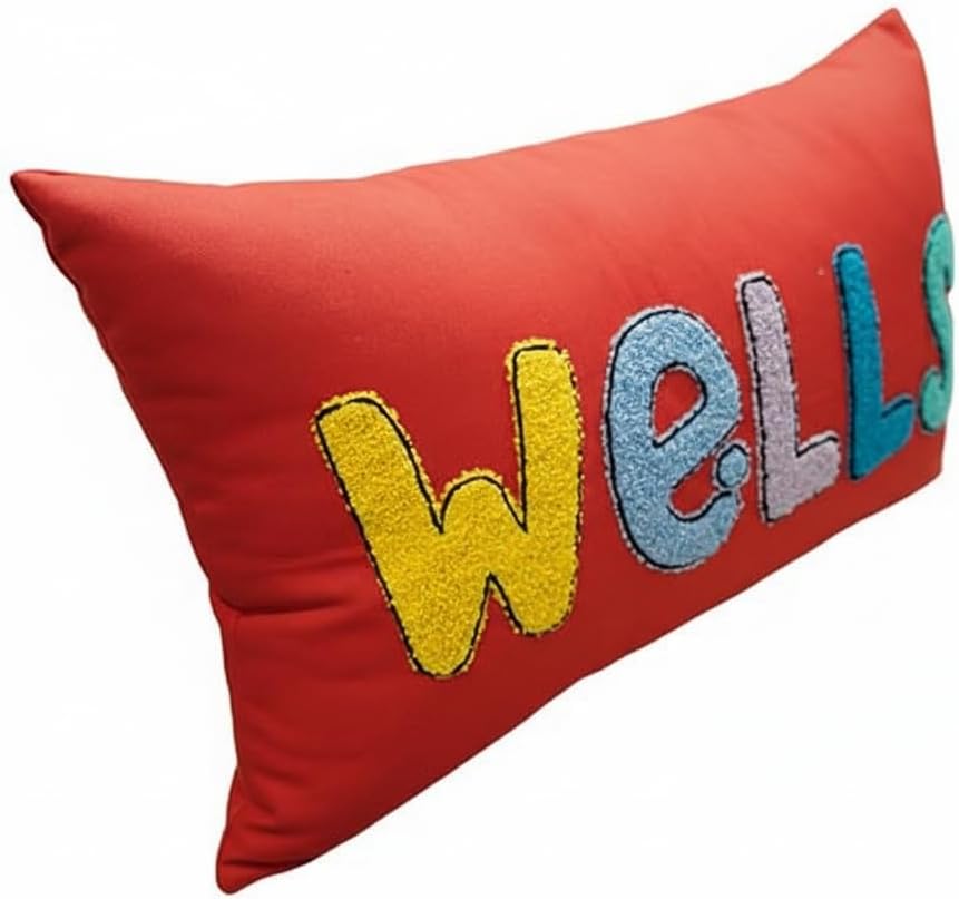 Custom Embroidered Name Lumbar Pillow, Personalized Monogrammed Names Linen Pillows for Sofa Bed, Customized 12''x20'' Farmhouse Linen Throw Pillow Cover Gifts for Women