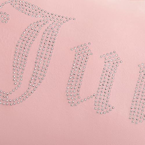 Juicy Couture Rectangle 1-Piece Decorative Accent, Premium Reversible Throw Pillow, Living Room and Bedroom Décor, 16"x36", Velvet Rhinestone Light Pink