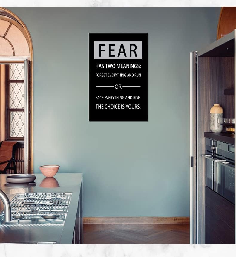 Inspirational Wall Art Motivational Canvas Painting Entrepreneur Quotes Fear Has Two Meanings Poster Prints Wall Pictures for Living Room Home Decor Office Framed Ready to Hang [24''W x 36''H]