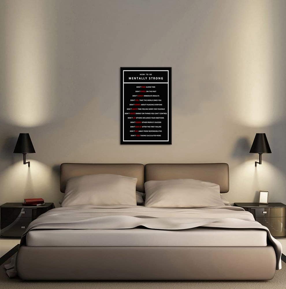 Inspirational Wall Art Motivational Posters Canvas Painting How To Be Mentally Strong Pictures Inspiring Entrepreneur Quotes Framed Prints Artwork Living Room Bedroom Office Decor[24''W x 36''H]