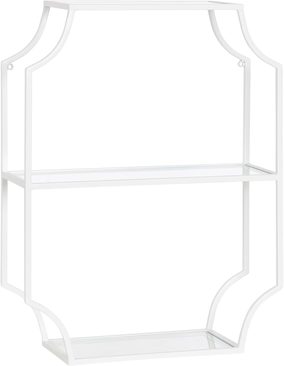 Kate and Laurel Ciel Glam Geometric Wall Shelf; 18 x 24; White; Decorative Shelves for Use as Over-The Toilet Storage or Bedroom Display Shelving