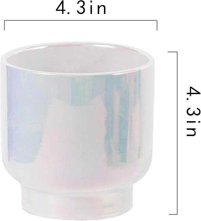 LB Blue White Ceramic Planters for Indoor Plants, Succulent Plant Pots Ceramic Plant Pot, Modern Flower Pots for Living Room Office Home Decor, Round Flower Pot of 4.3 Inch(Plant Not Included)